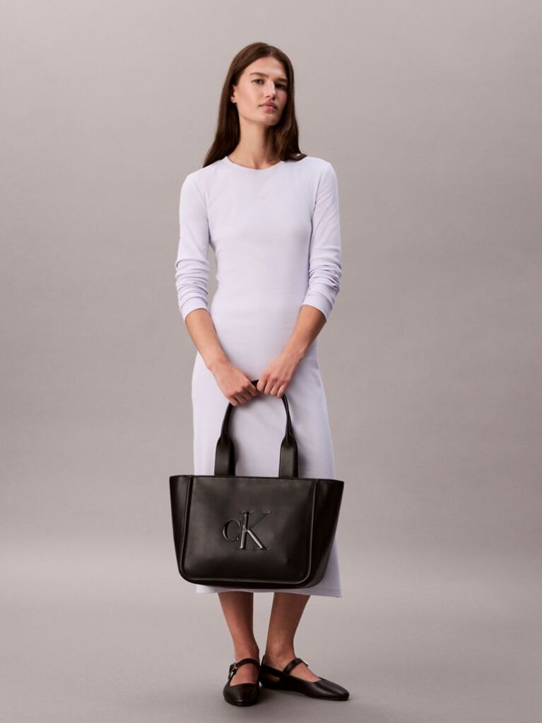 Negru Geanta Tote Cu Logo Monogram Embosat  Femei