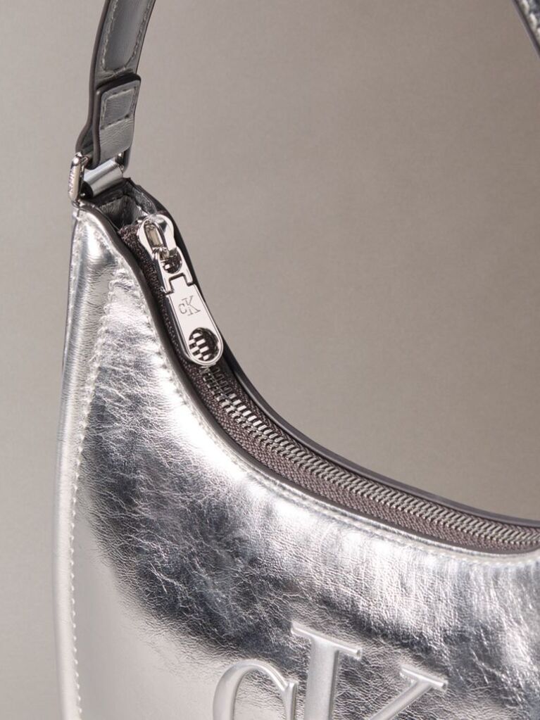 Silver Bold Monogram Metallic Shoulder Bag  Women