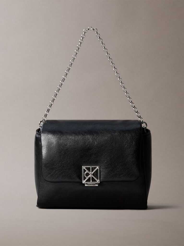 Negru Geanta Crossbody Matlasata Cu Emblema Metalica  Femei