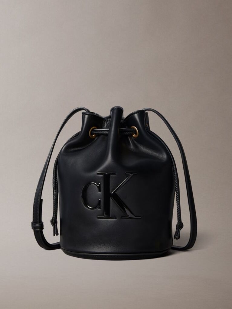 Negru Geanta Bucket Mica Cu Monograma Si Logo Signature  Femei