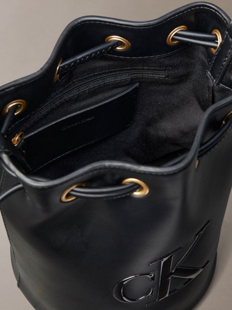 Negru Geanta Bucket Mica Cu Monograma Si Logo Signature  Femei