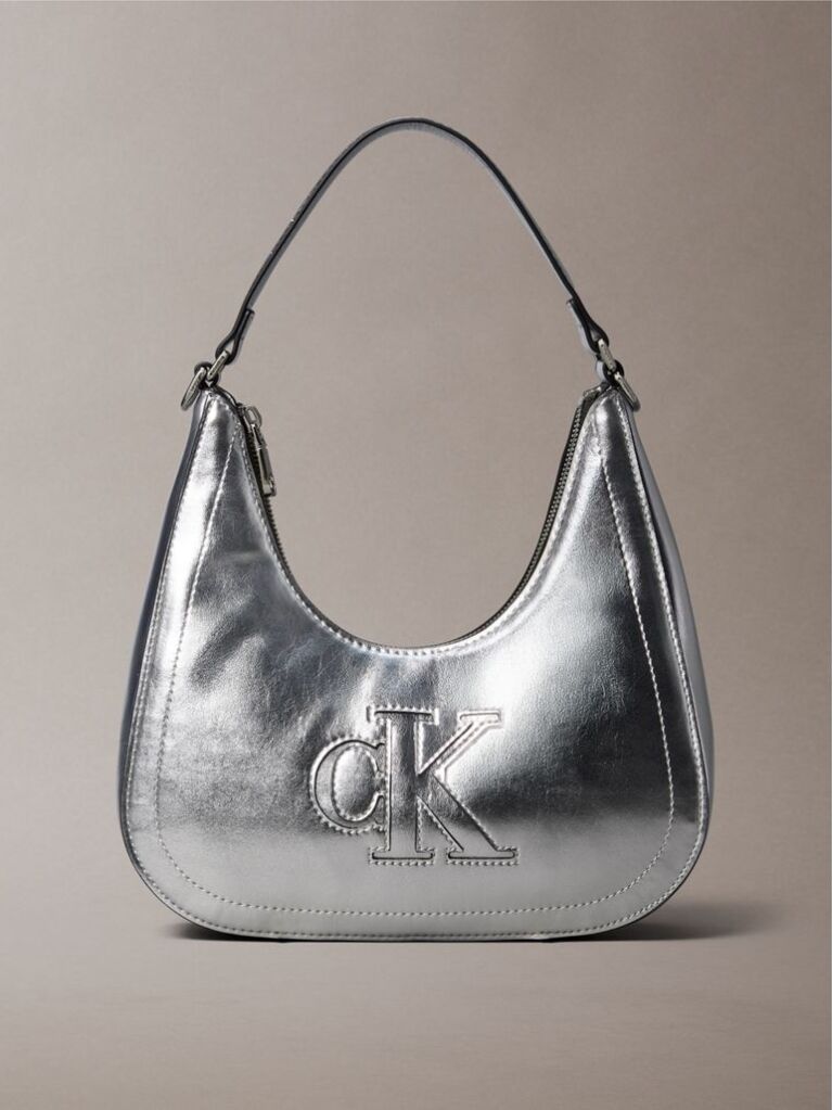 Argintiu Geanta De Umar Crossbody Cu Monograma Metalica  Femei