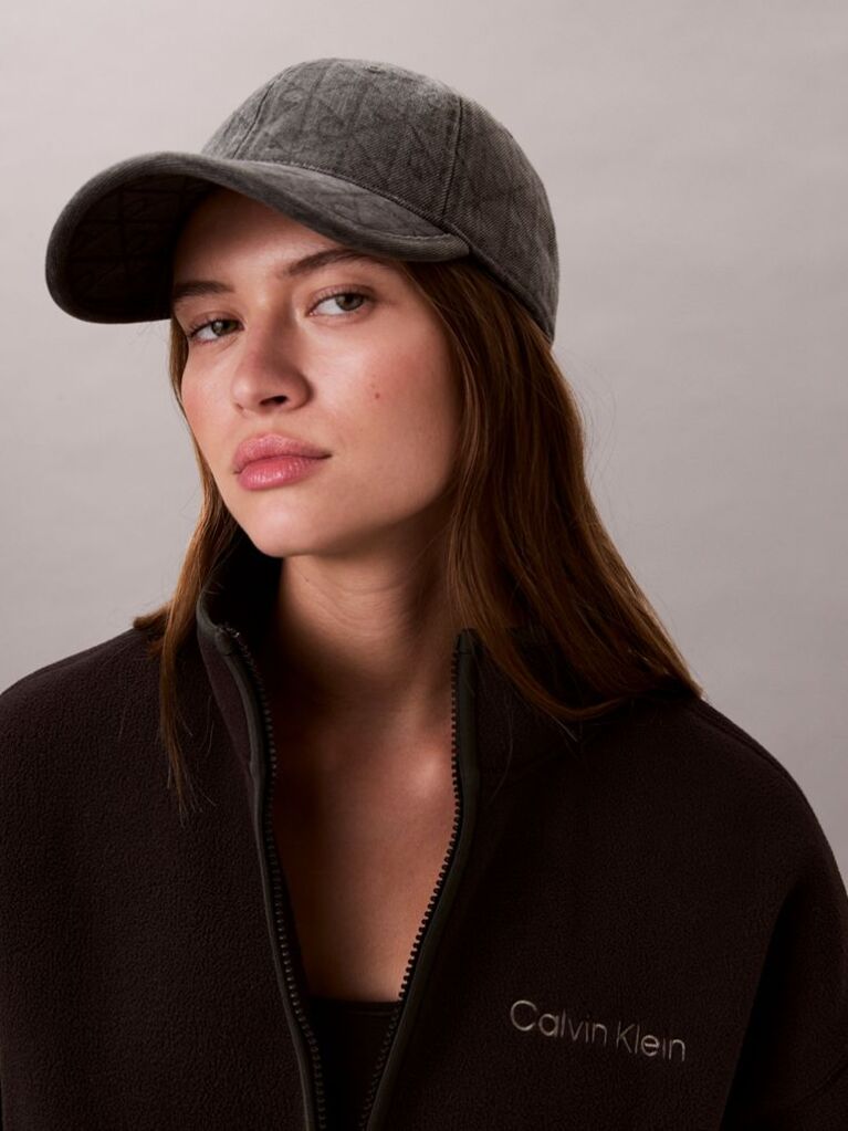 Grey Burnout Emblem Logo Denim Cap  Women