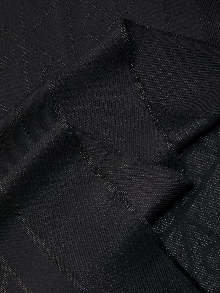 Black Allover Emblem Logo Shine Scarf  Women