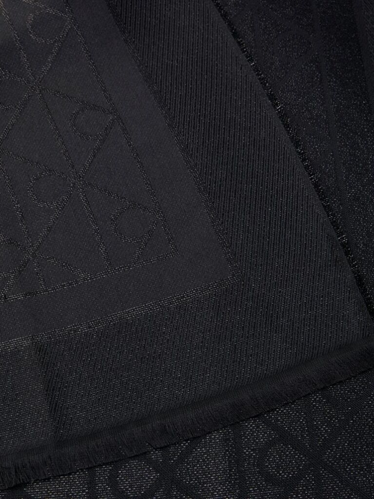 Black Allover Emblem Logo Shine Scarf  Women