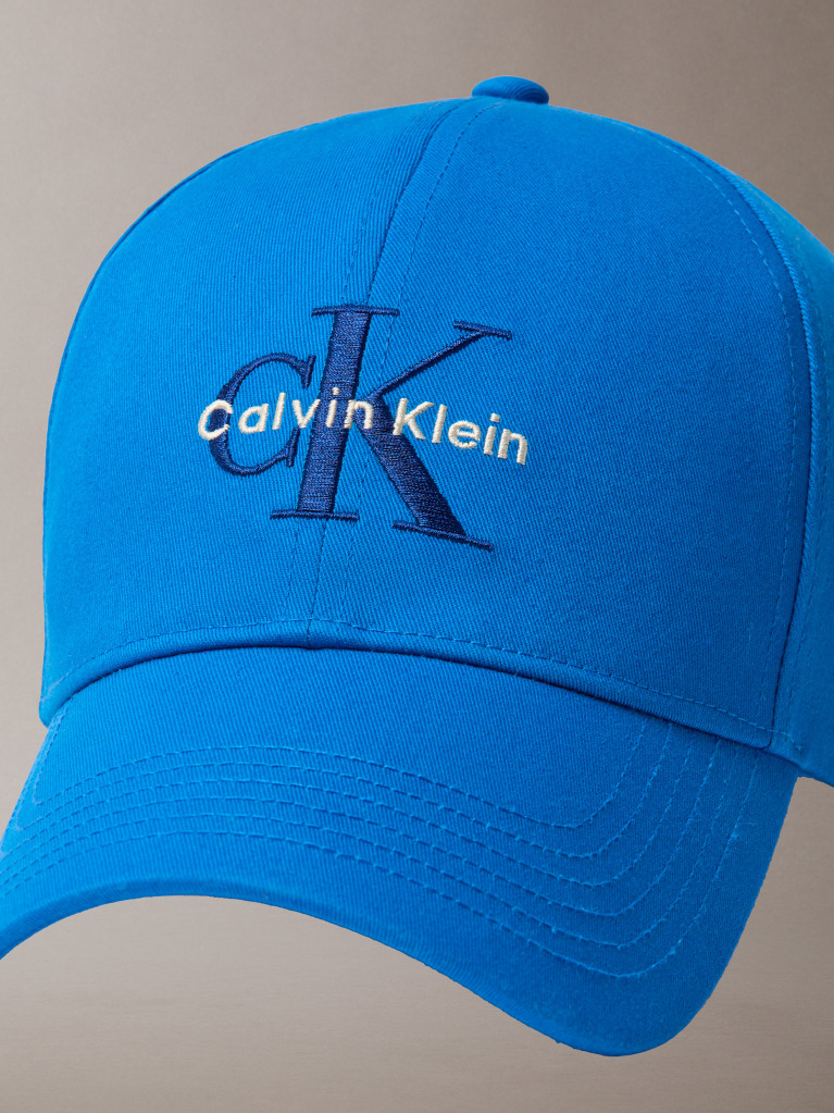 Blue Embroidered Monogram Logo Baseball Cap  Men