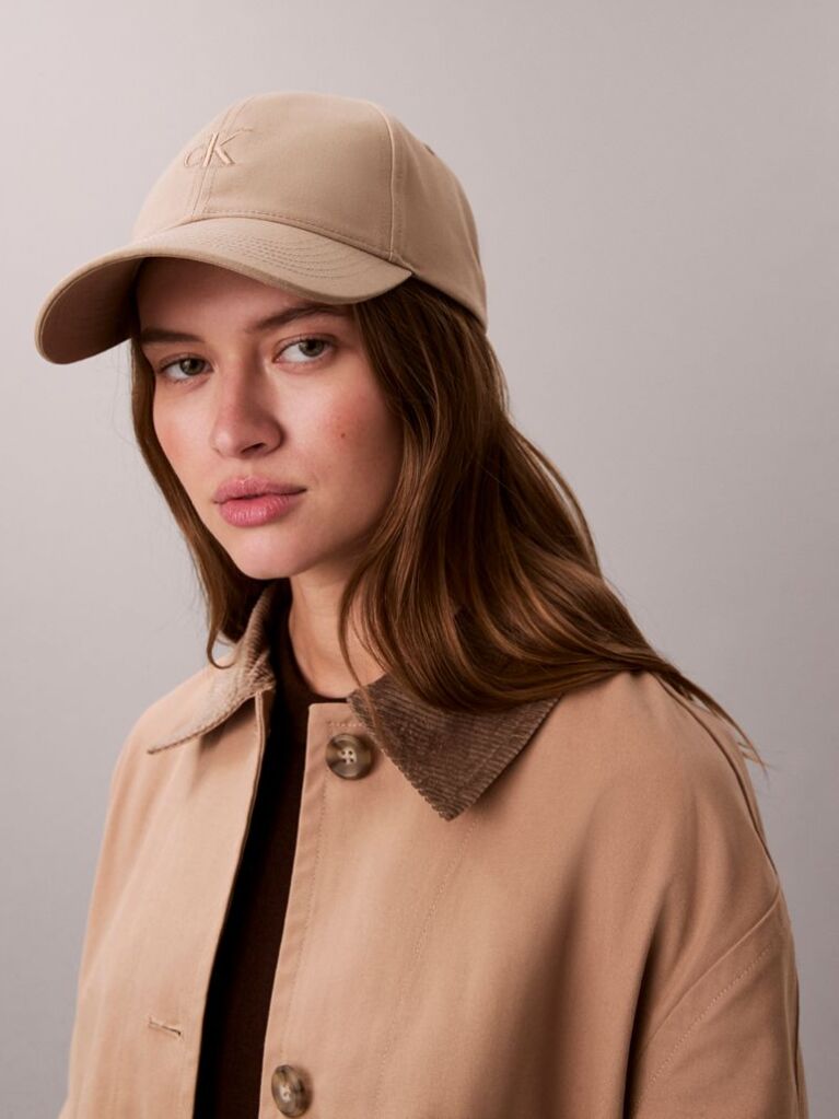 Beige Twill Logo Cap  Women