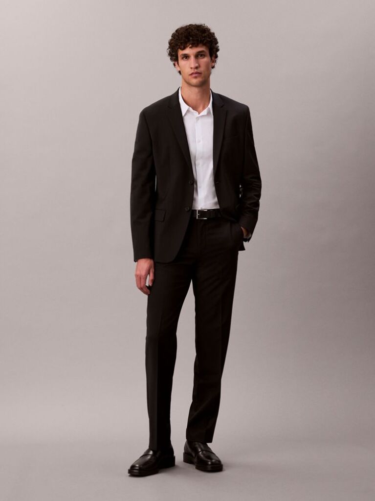 Alb Camasa Slim Din Material Elastic Cu Nasturi  Barbati