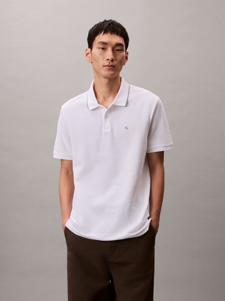 White Piqué Tipping Polo Shirt  Men