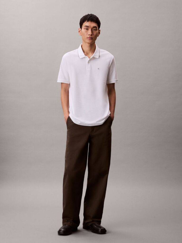 White Piqué Tipping Polo Shirt  Men