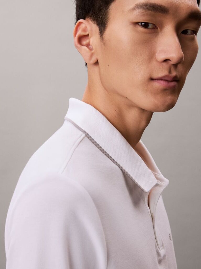 White Piqué Tipping Polo Shirt  Men