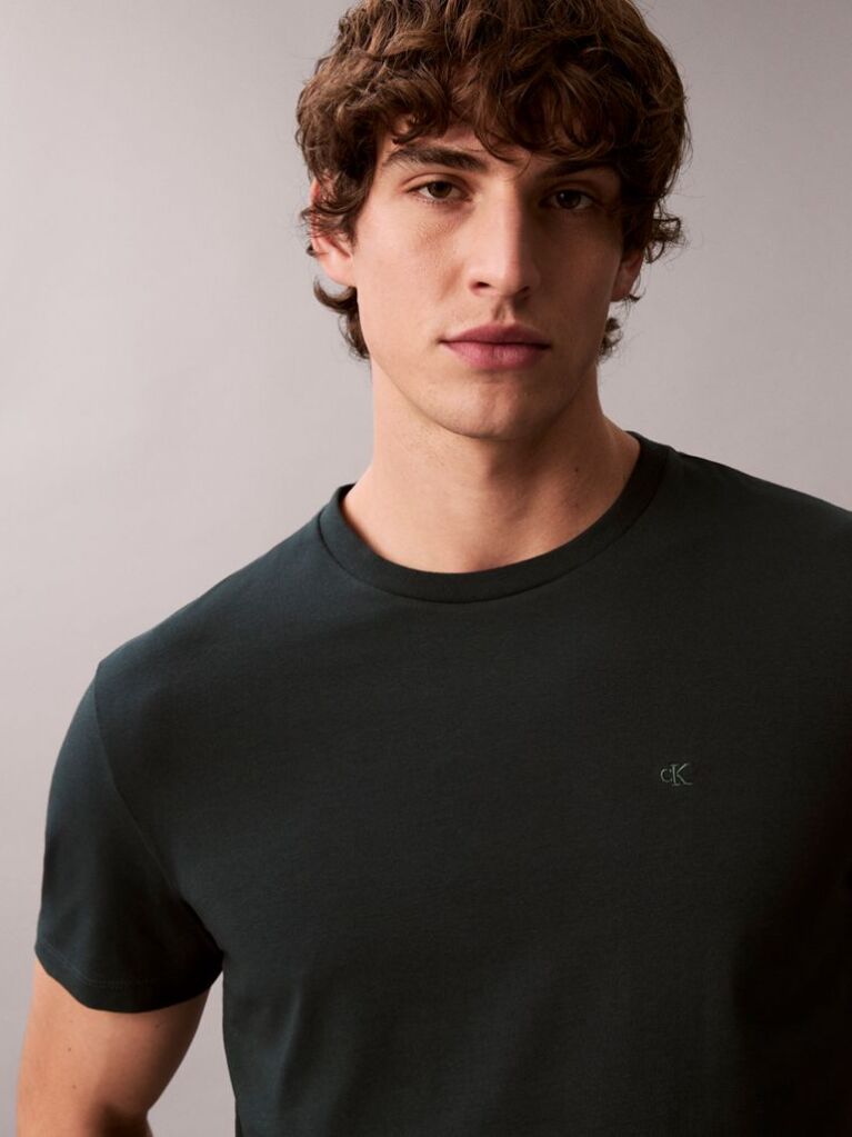 Green Short Sleeve Stretch Cotton Slim T-Shirt  Men