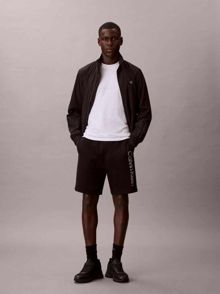Black Graphic Logo Terry Shorts  Men