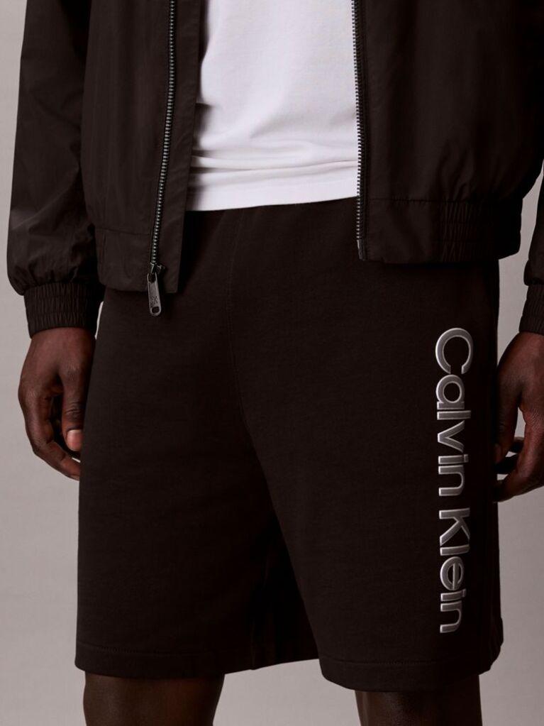 Black Graphic Logo Terry Shorts  Men