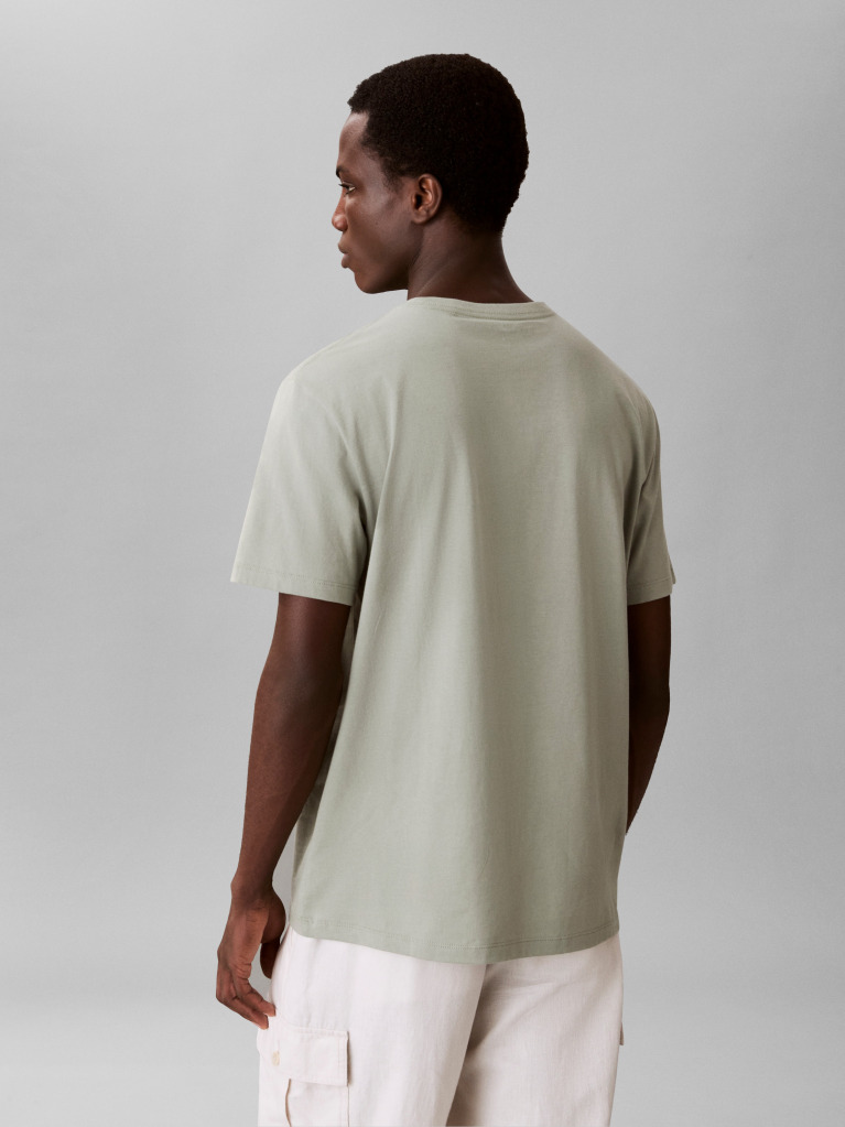 Green Textured Logo Crew Neck T-Shirt  Men