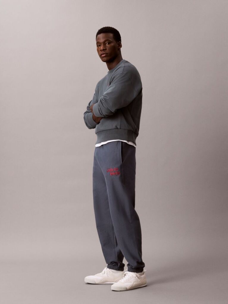Albastru Pantaloni Jogger Lejeri Cu Logo Brodat  Barbati