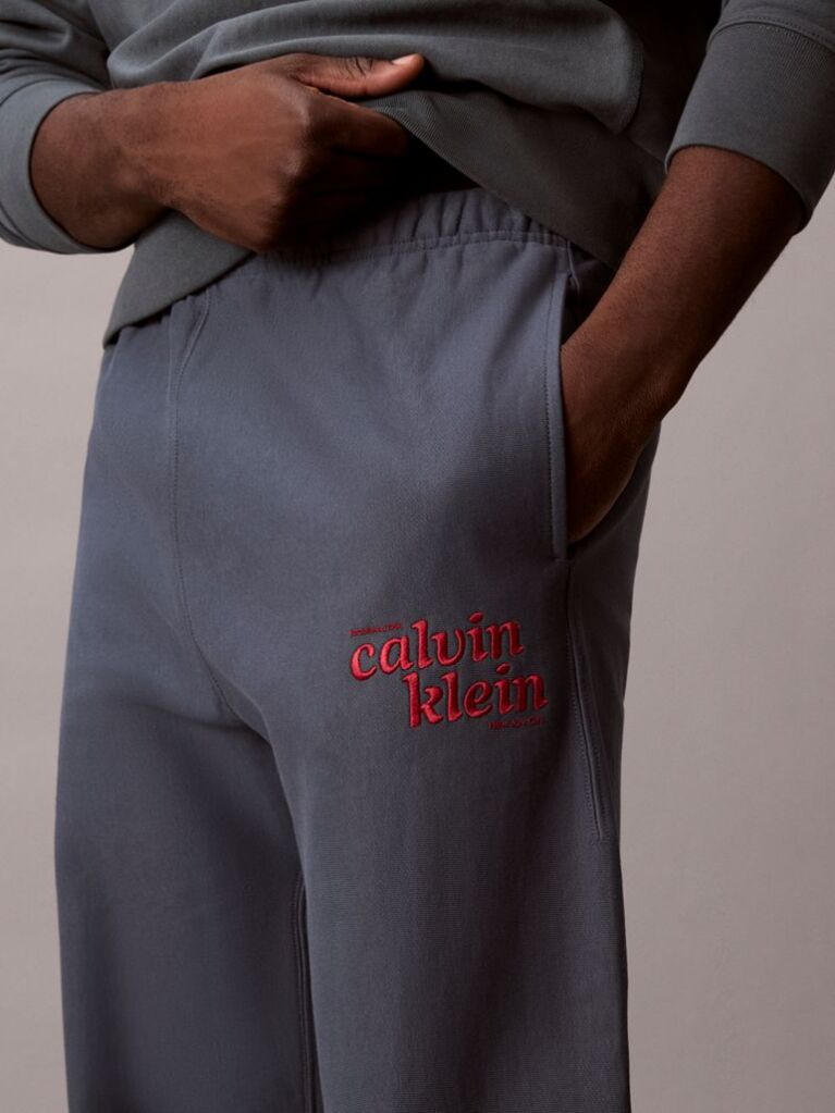 Albastru Pantaloni Jogger Lejeri Cu Logo Brodat  Barbati