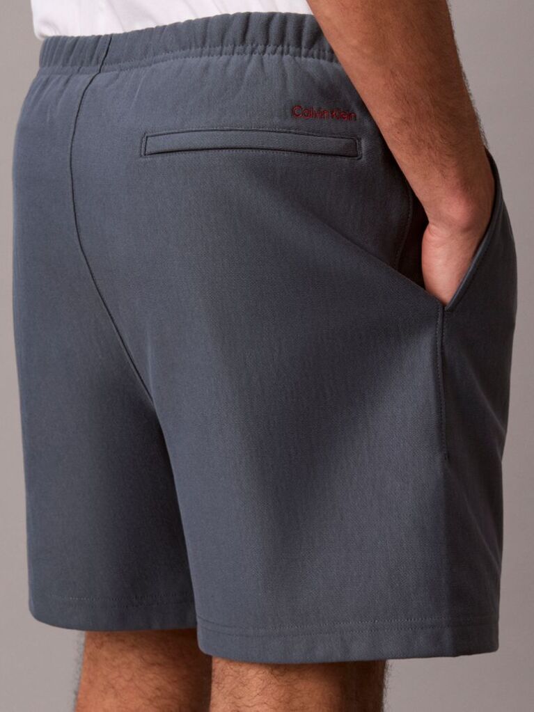 Albastru Pantaloni Scurti Jogger Cu Logo Brodat  Barbati