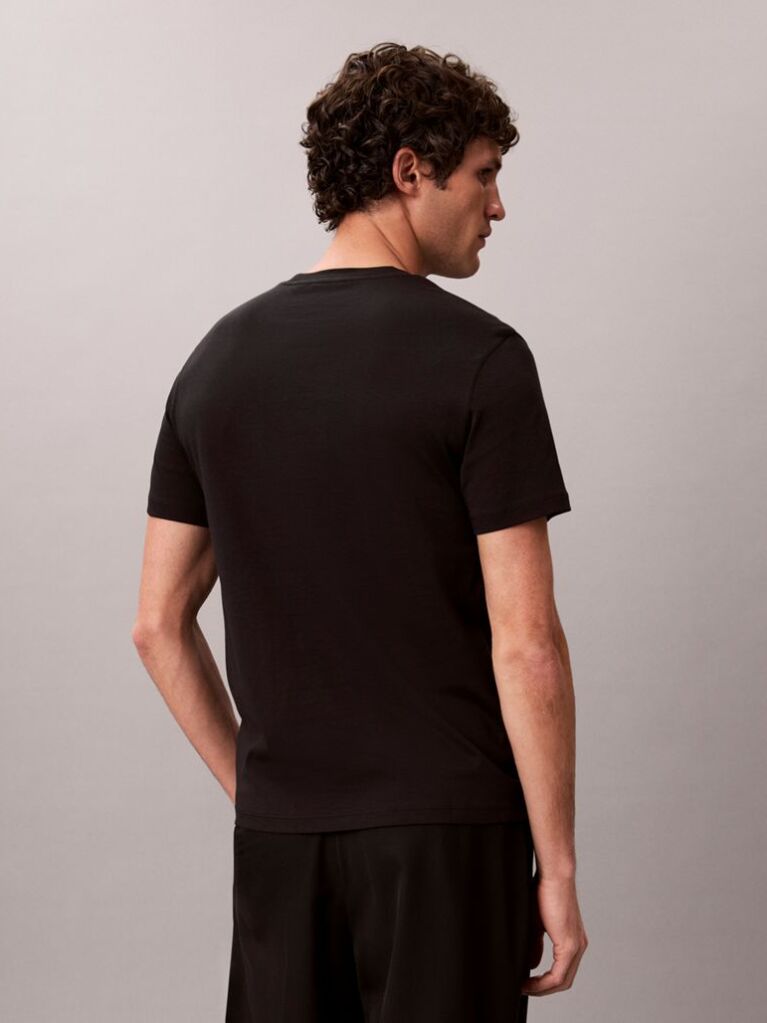 Negru Tricou Slim Din Bumbac Cu Emblema  Barbati