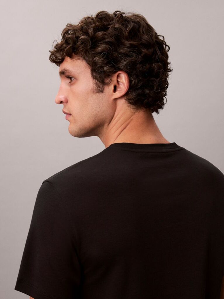 Negru Tricou Slim Din Bumbac Cu Emblema  Barbati
