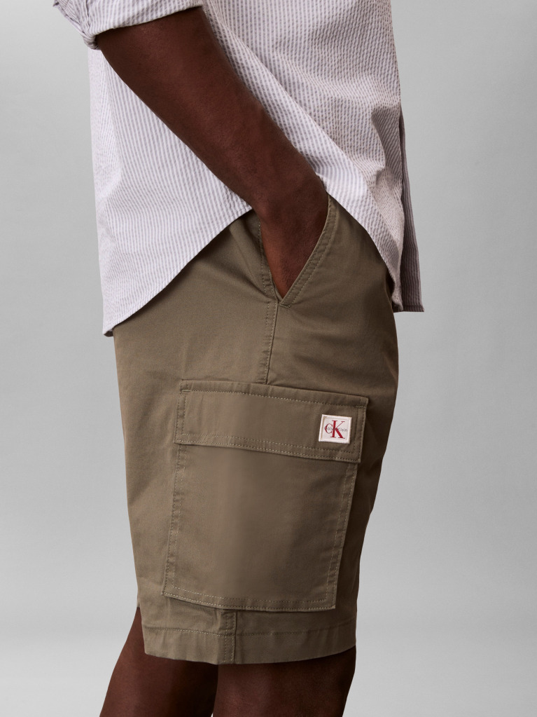 Verde Pantaloni Scurti Cargo Din Bumbac Twill  Barbati