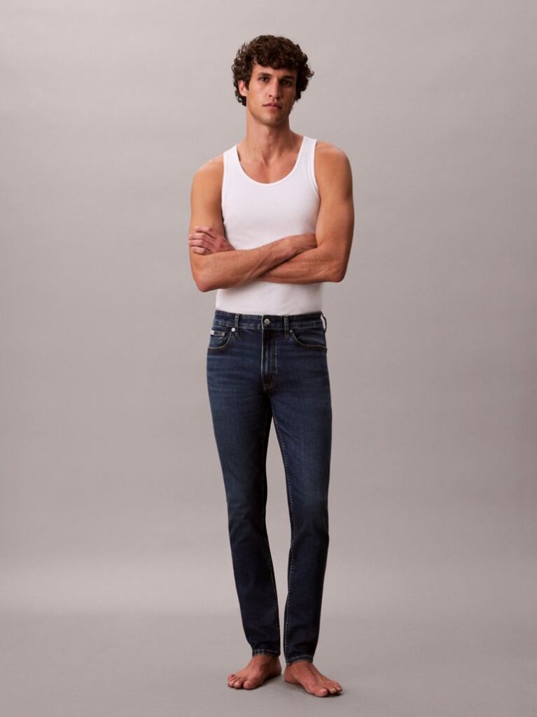 Denim Blugi Skinny Cu Efect Uzat  Barbati
