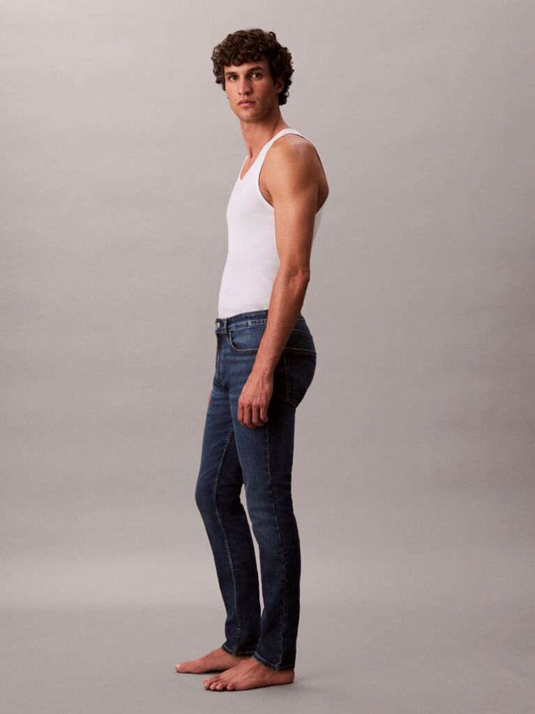 Denim Blugi Skinny Cu Efect Uzat  Barbati