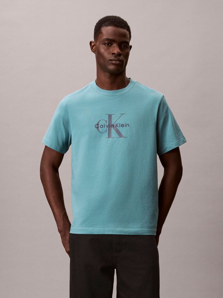 Albastru Tricou Cu Logo Monograma  Barbati