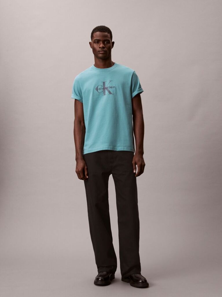 Albastru Tricou Cu Logo Monograma  Barbati