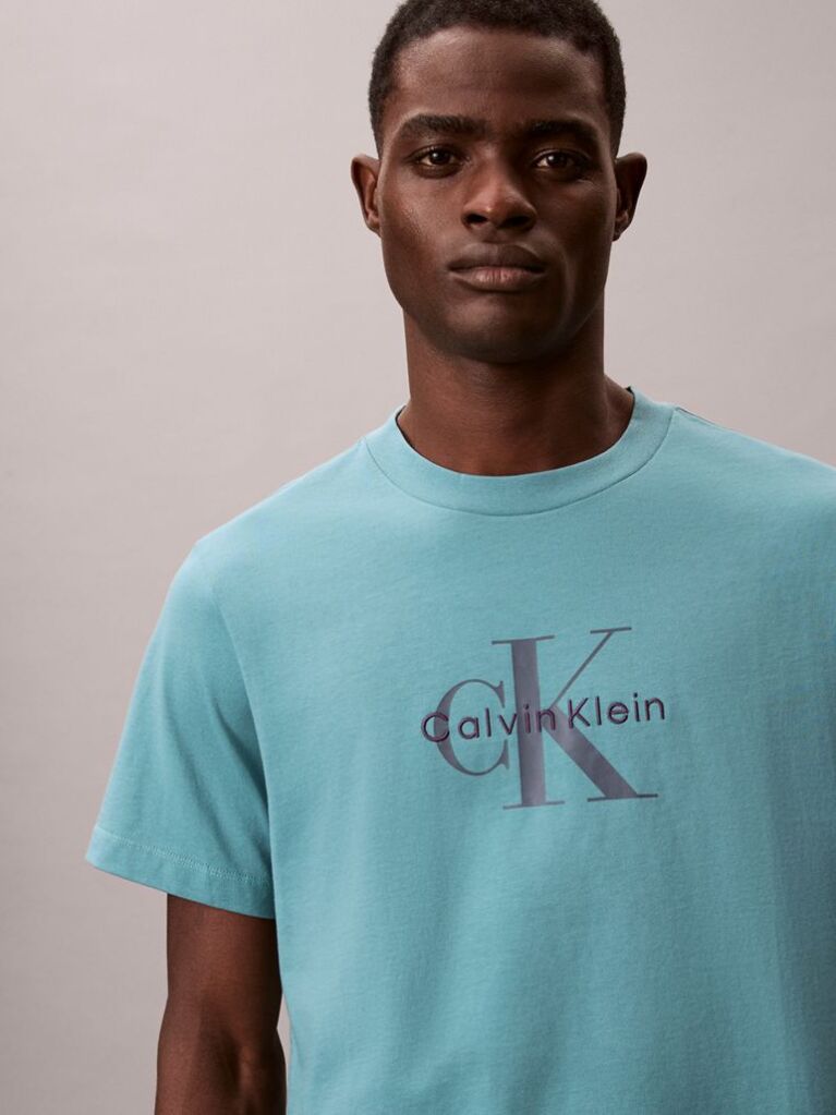 Albastru Tricou Cu Logo Monograma  Barbati