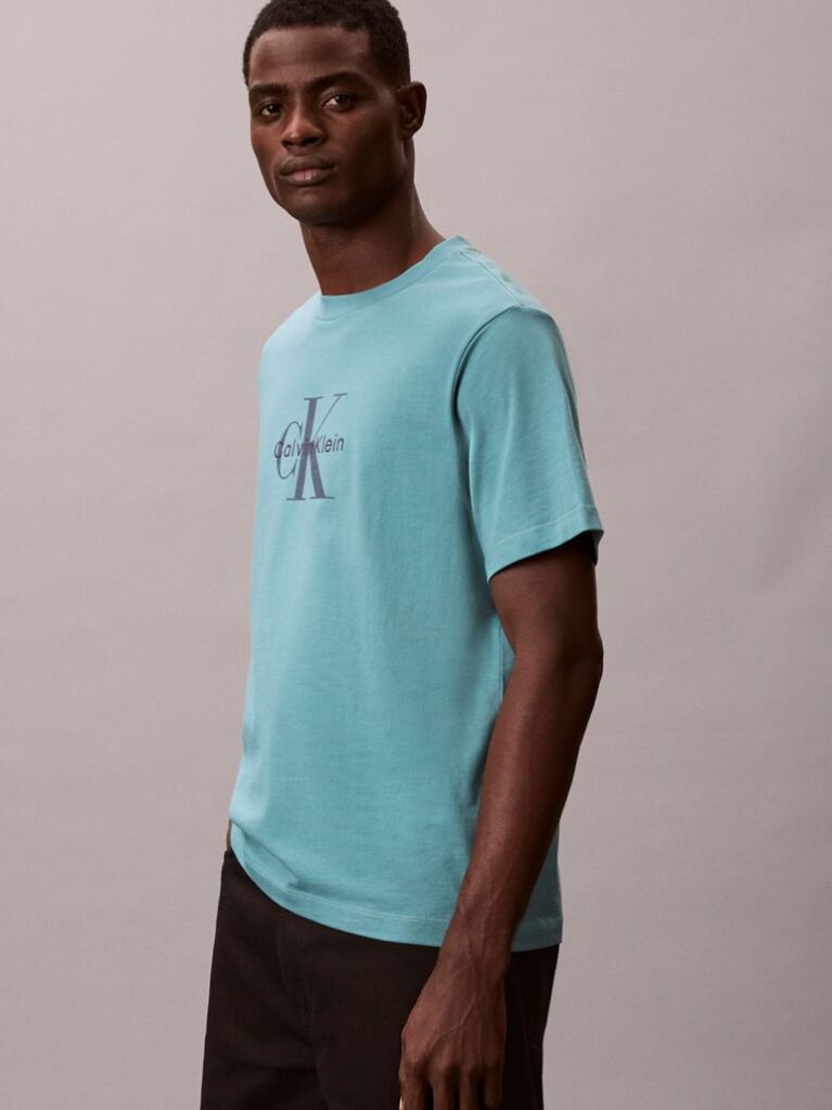 Albastru Tricou Cu Logo Monograma  Barbati