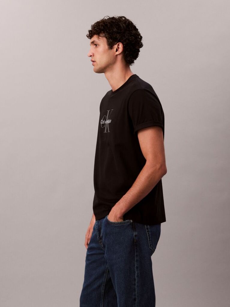 Negru Tricou Cu Logo Monograma  Barbati