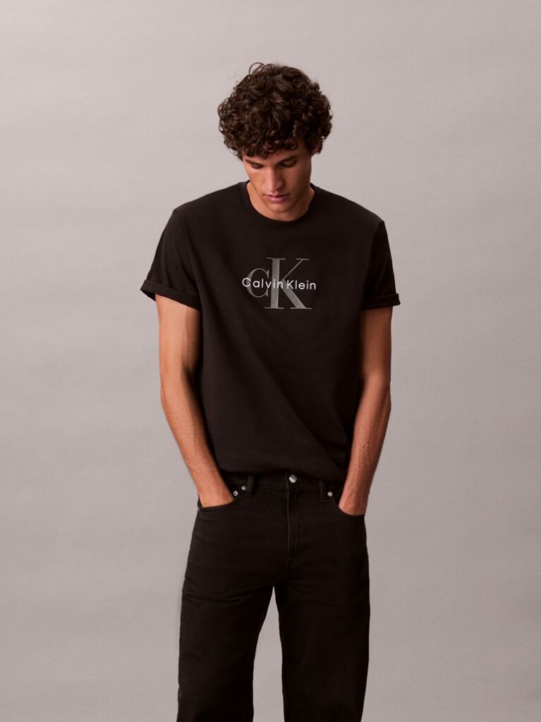 Negru Tricou Cu Logo Monograma  Barbati
