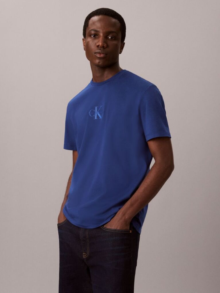 Albastru Tricou Cu Logo Monograma  Barbati