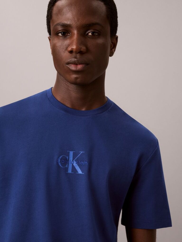 Albastru Tricou Cu Logo Monograma  Barbati