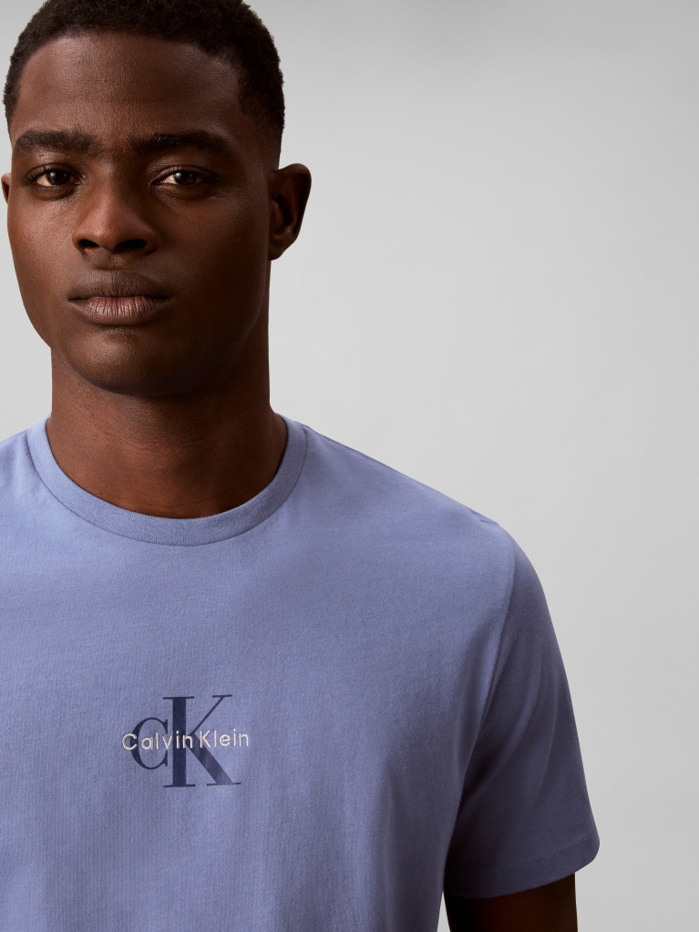 Blue Monogram Logo T-shirt  Men