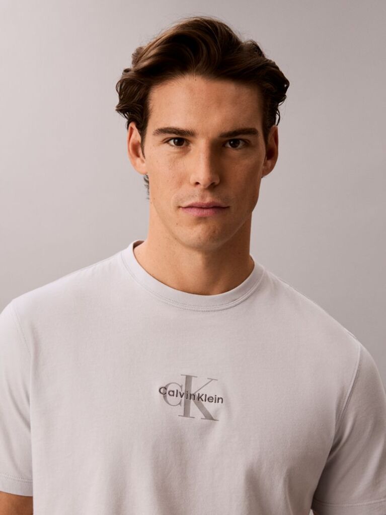 Grey Monogram Logo T-shirt  Men