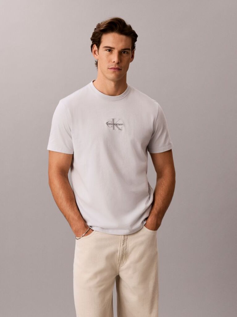 Grey Monogram Logo T-shirt  Men