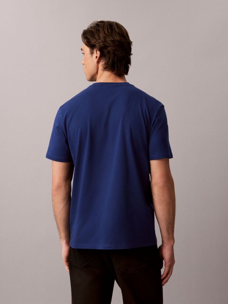 Albastru Tricou Din Bumbac Cu Emblema  Barbati