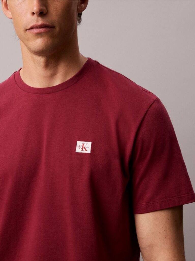 Rosu Tricou Din Bumbac Cu Emblema  Barbati