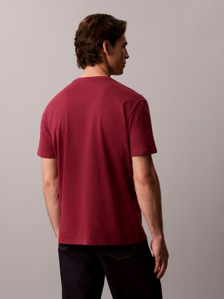 Rosu Tricou Din Bumbac Cu Emblema  Barbati