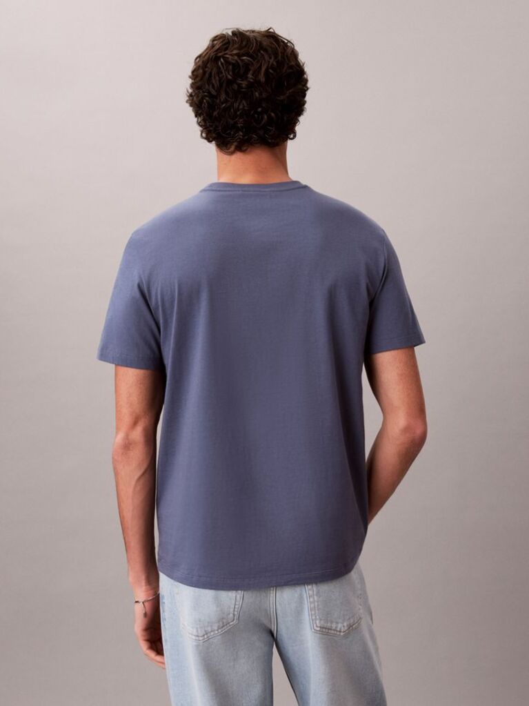 Blue Cotton Badge T-shirt  Men