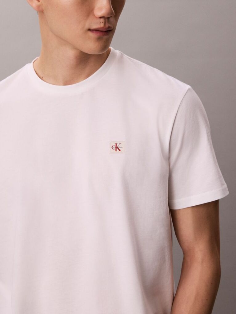 White Cotton Badge T-shirt  Men