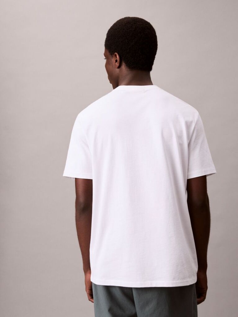 Alb Tricou Relaxat Cu Monograma Brodata  Barbati