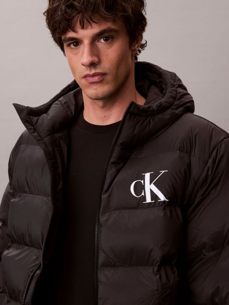 Negru Geaca Pufoasa Cu Logo Monogram  Barbati