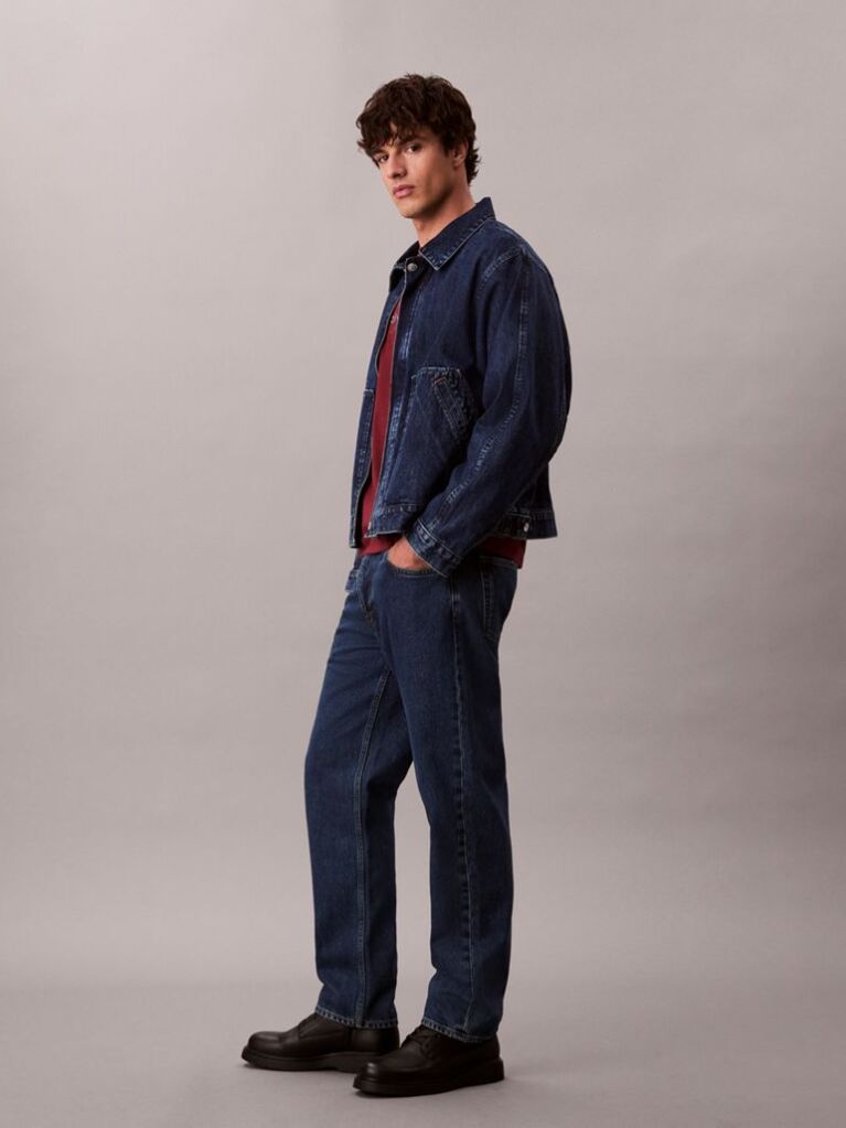 Albastru Blugi Tapered Stil Anii '90  Barbati