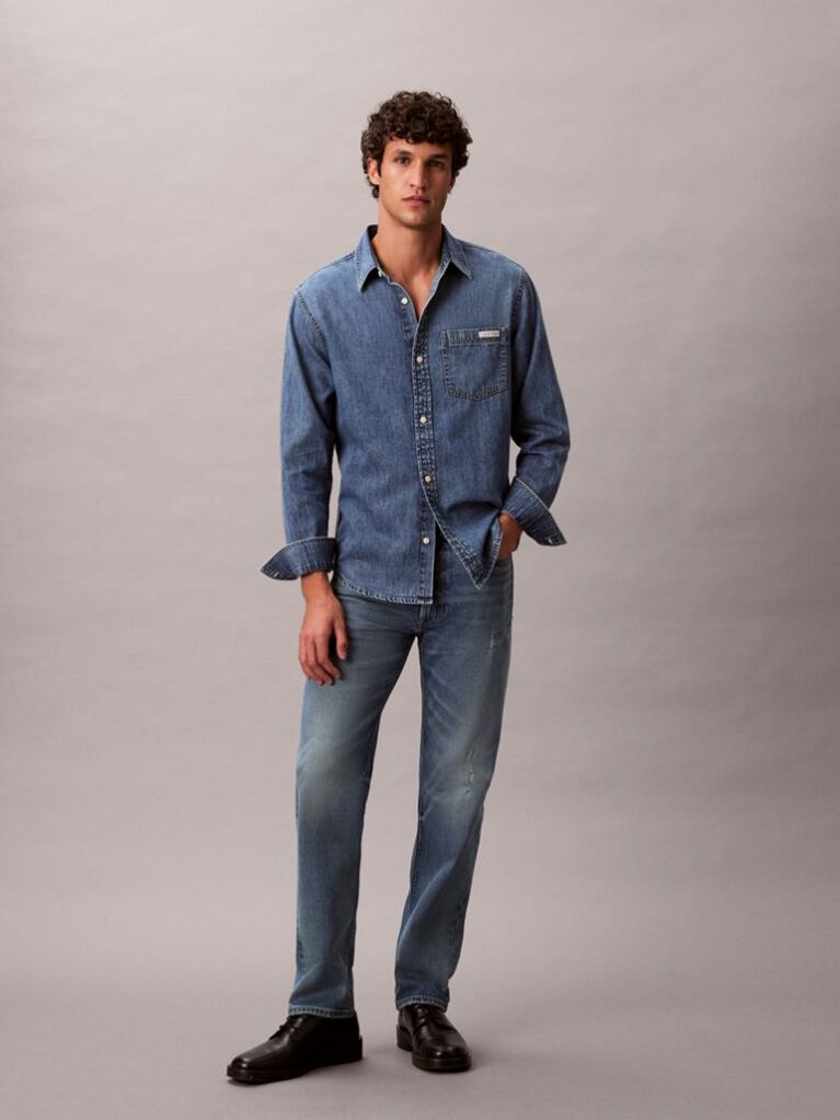 Denim Blugi Standard Cu Croiala Drepta  Barbati