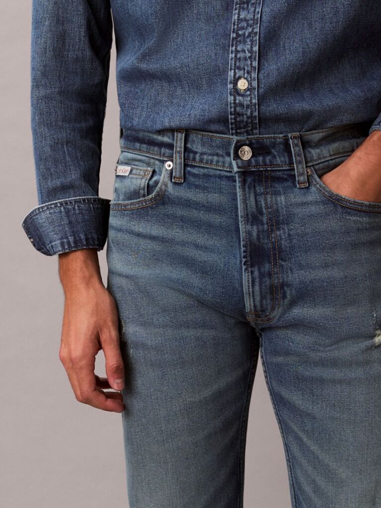 Denim Blugi Standard Cu Croiala Drepta  Barbati