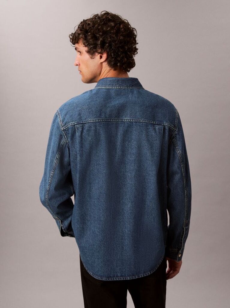 Denim Camasa Clasica Din Denim Cu Nasturi  Barbati