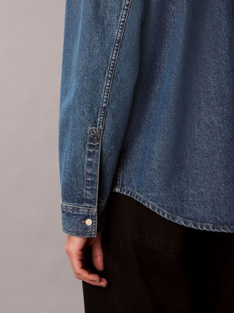 Denim Camasa Clasica Din Denim Cu Nasturi  Barbati